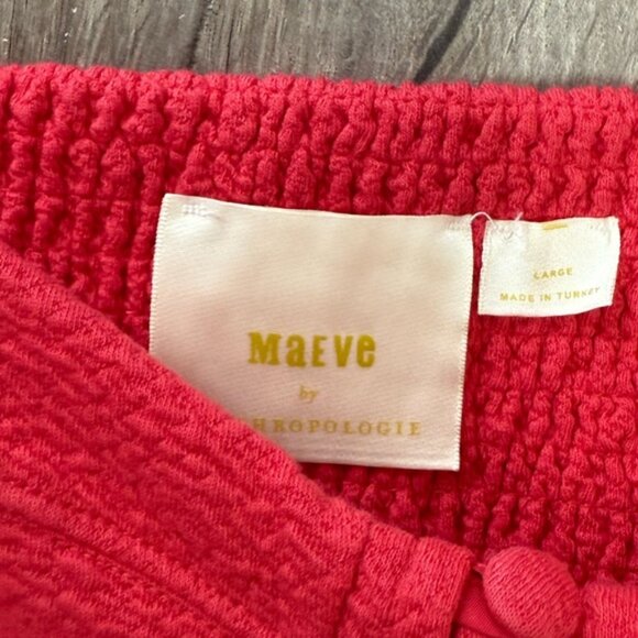 Anthropologie Maeve Red Puff-Sleeved Sweetheart Mini Dress size large - Picture 6 of 8